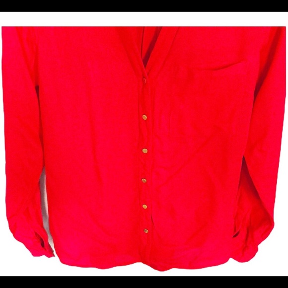 VERO MODA Ivar L/S Button Down Shirt With V Cut & Long Sleeves Red Size Small - Picture 8 of 11
